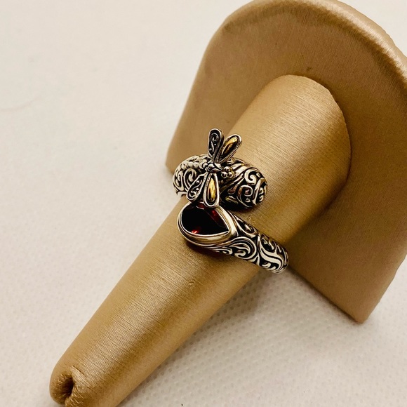 EUC Devata Sterling Silver & 18k Gold Dragonfly Wrap Ring w/ Red Garnet Stone - Picture 6 of 17